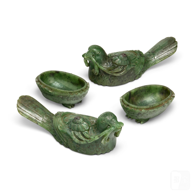 十九/二十世紀 碧玉「安居豐年」鵪鶉盒 一對  CHINA, 19TH-20TH CENTURY - 图4